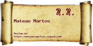 Mateas Martos névjegykártya